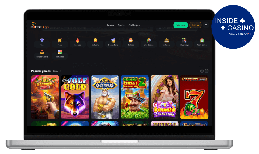 popular games at excitewin casino nz